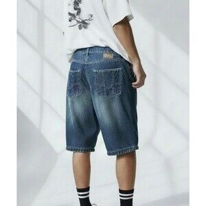 Vintage Mens Y2K Baggy Denim Shorts Decoded 38 Skater Hip Hop NWT